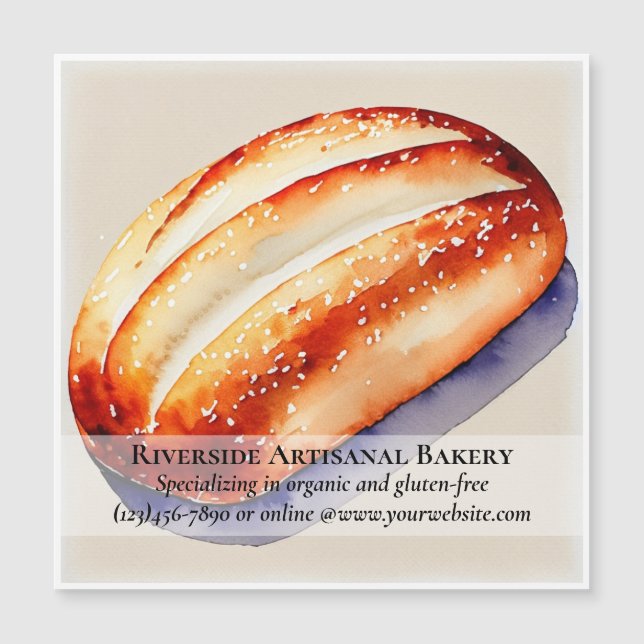 Watercolor Bakery Business Magnetic Card (Front)