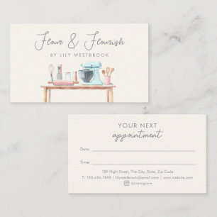 Watercolor Bakery Pastry Chef Elegant Script Appointment Card