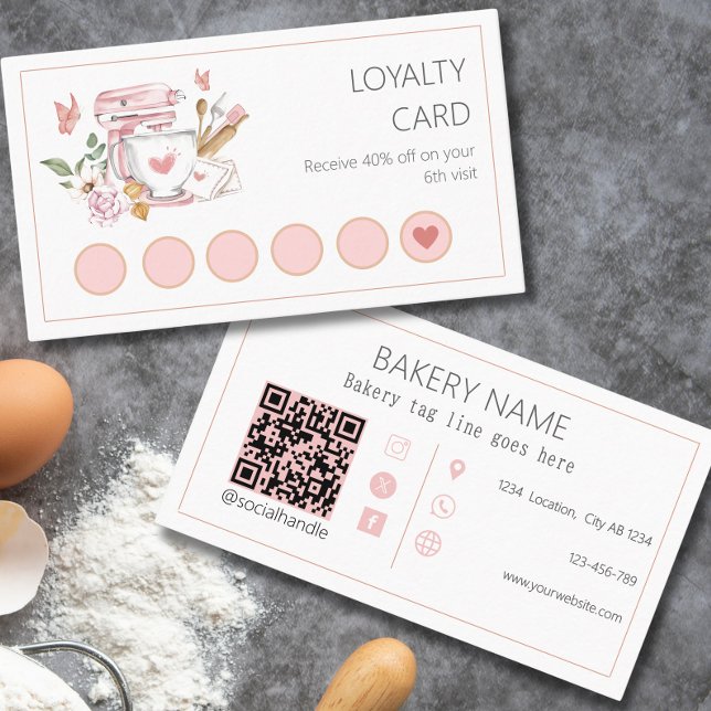 Watercolor Bakery stand mixer Loyalty Card (Creator Uploaded)
