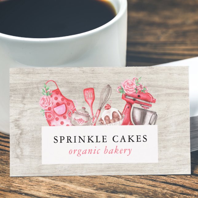 Watercolor Baking & Cooking Utensil Baker Business Business Card (Creator Uploaded)