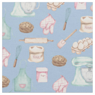 Watercolor Baking on Blue Fabric