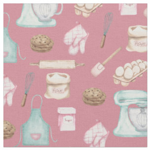 Watercolor Baking on Dark Pink Fabric