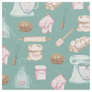 Watercolor Baking on Green Fabric
