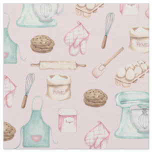 Watercolor Baking on Light Pink Fabric
