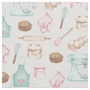 Watercolor Baking on Off-White Fabric
