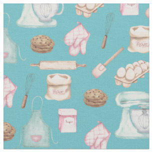 Watercolor Baking on Teal Fabric