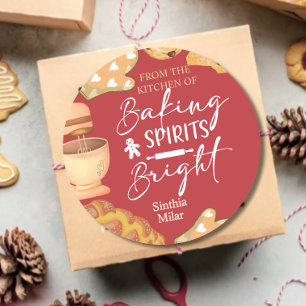 Watercolor Baking Spirits Bright Holiday baking Classic Round Sticker