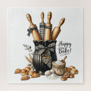 Watercolor Baking Theme Wall Art - Ideal for Baker Jigsaw Puzzle