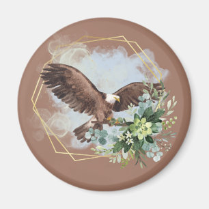 Watercolor Bald Eagle Framed Bouquet  Magnet