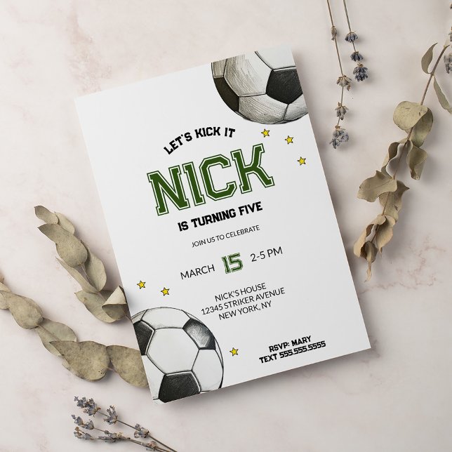 Watercolor Ball of Soccer Birthday Invitation (Creator Uploaded)