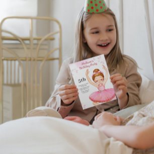 Watercolor Ballerina Birthday Invitation