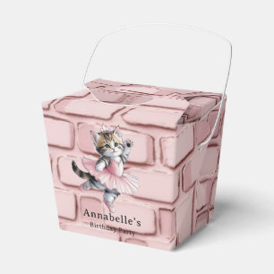 Watercolor Ballerina Kitten Girl Birthday Party Favour Box