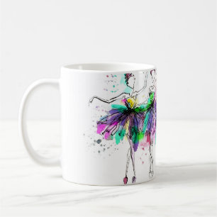 Watercolor Ballerinas: Bright Dance Illustration Coffee Mug