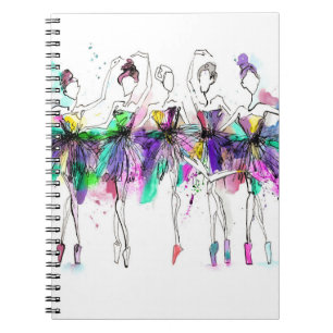 Watercolor Ballerinas: Bright Dance Illustration Notebook