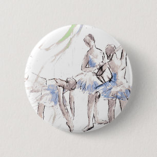 Watercolor Ballet Dancing Ballerina 6 Cm Round Badge