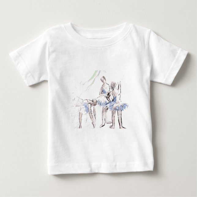 Watercolor Ballet Dancing Ballerina Baby T-Shirt (Front)