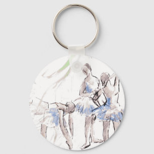 Watercolor Ballet Dancing Ballerina Key Ring
