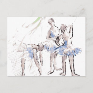 Watercolor Ballet Dancing Ballerina Postcard