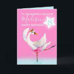 Watercolor ballet swan daughter 8th birthday card<br><div class="desc">Watercolor whimsy swan personalized name and age birthday card. Personalize with your own name and age, reads To our beautiful daughter Madison 8 and message inside reads we hope you have a wonderful day! Pretty shades of pink, aqua blue, and white. Other matching dancing ballerina swan items available. An original...</div>