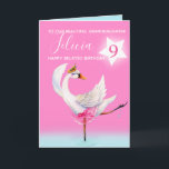 Watercolor ballet swan granddaughter 8th card<br><div class="desc">Watercolor whimsy swan personalized name and age card. Personalize with your own name and age, reads To our beautiful grand daughter Felicia 8 and message reads we hope you have a wonderful day! Pretty shades of pink, aqua blue, and white. Other matching dancing ballerina swan items available. An original design...</div>