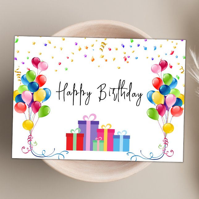 Watercolor Ballons Simple Script Happy Birthday Card (Creator Uploaded)