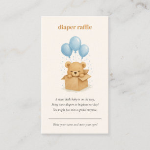 Watercolor Balloon Bear Diaper Raffle Baby Shower Enclosure Card