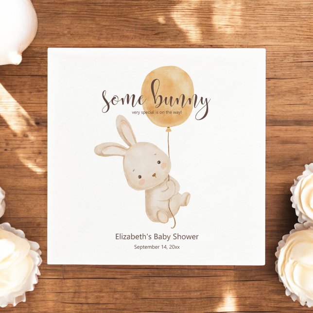 Watercolor Balloon Bunny Baby Shower Napkins (Creator Uploaded)