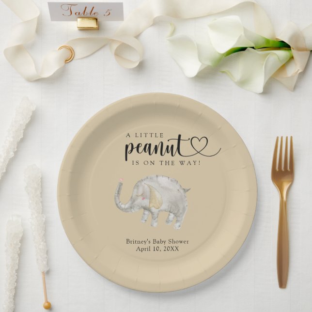 Watercolor balloon elephant  paper plate (Wedding)