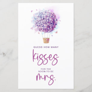 Watercolor Balloon Flowers How Many Kisses Bride