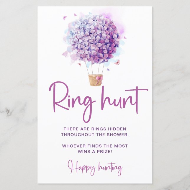 Watercolor Balloon Flowers | Ring Hunt Game (Front)