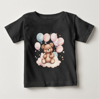 Watercolor Balloon Teddy Bear Baby T-Shirt