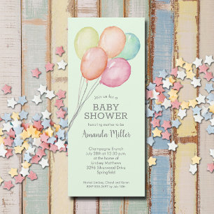 Watercolor Balloons Baby Shower Invitation