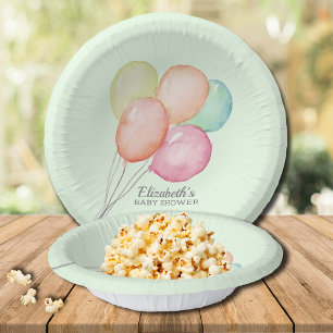 Watercolor Balloons Baby Shower Paper Plate