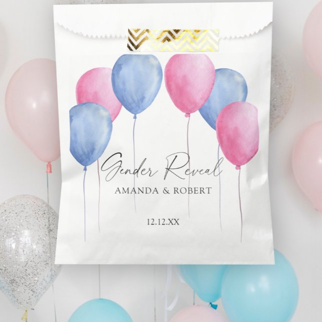 Watercolor Balloons Gender Reveal Favour Bag (Creator Uploaded)