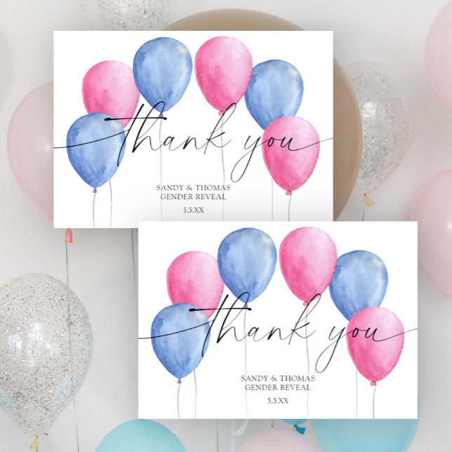 Watercolor Balloons Thank you gender reveal (Creator Uploaded)