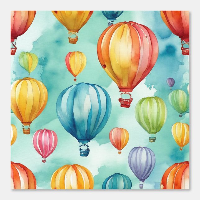 Watercolor Balloons Whimsical Colourful Nursery Wallpaper (Front)