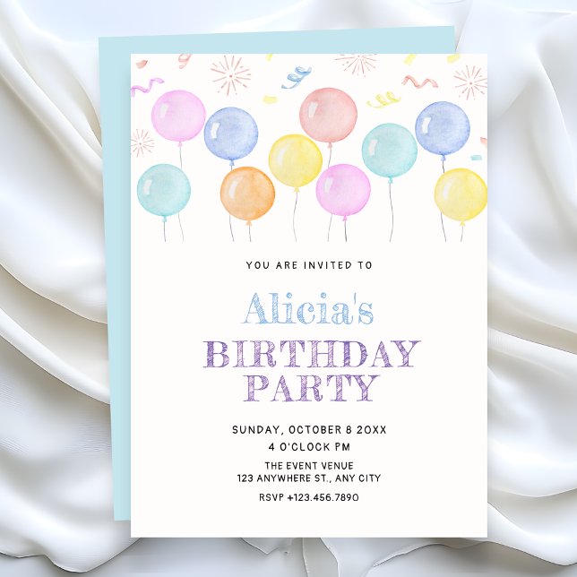 Watercolor baloons  invitation (Creator Uploaded)