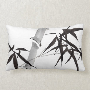 Watercolor bamboo art lumbar cushion