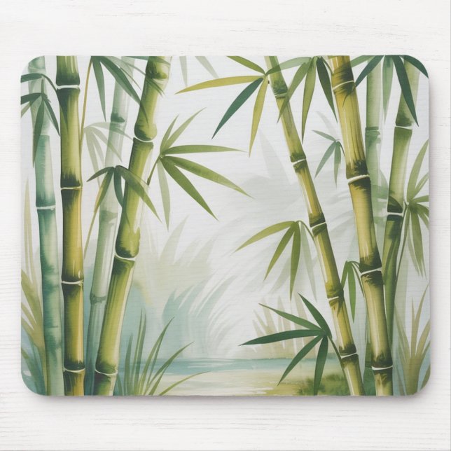 Watercolor Bamboo Forest Island Breeze Mouse Pad (Front)