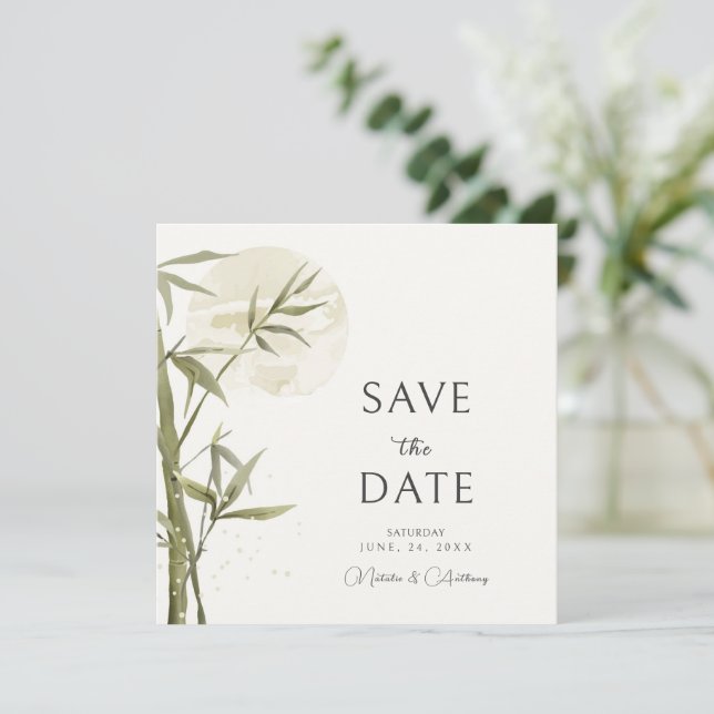 Watercolor Bamboo Save The Date (Standing Front)