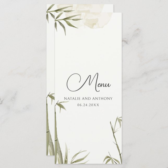 Watercolor Bamboo Tree Illustration  Menu (Front/Back)