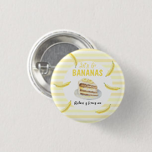 Watercolor Banana Cake Birthday Party 3 Cm Round Badge