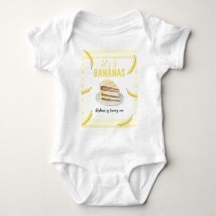 Watercolor Banana Cake Birthday Party Baby Bodysuit