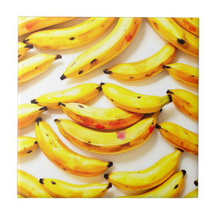 Watercolor Bananas in Soft Hues with White  Ceramic Tile