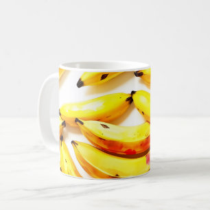Watercolor Bananas in Soft Hues with White Coffee Mug