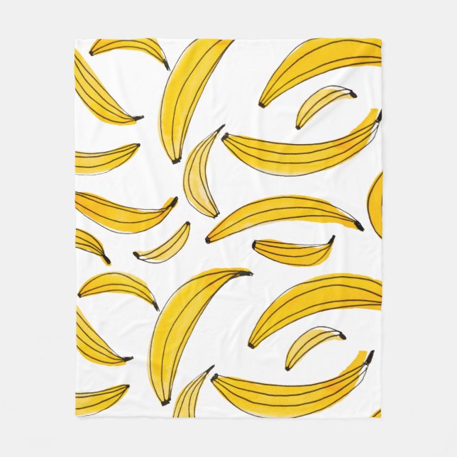 Watercolor bananas - yellow fleece blanket (Front)