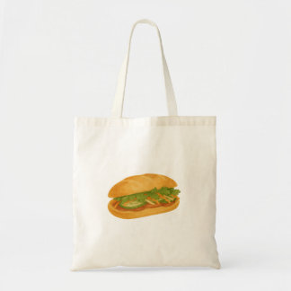 Watercolor Bánh Mì Canvas Tote Bag