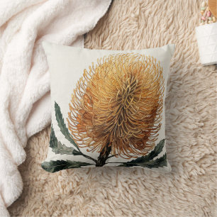 Watercolor Banksia Flower Botanical Art Cushion
