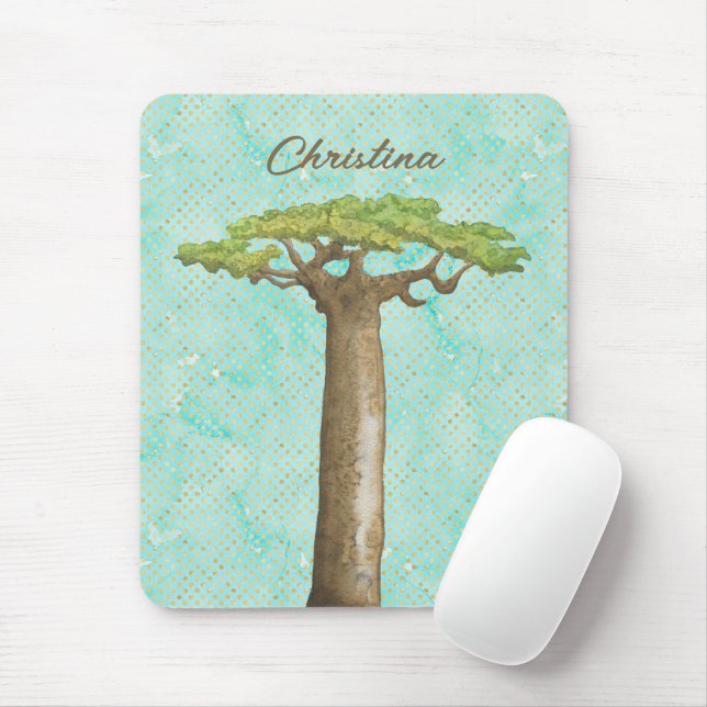 Watercolor Baobab Tree  Mouse Pad (With Mouse)