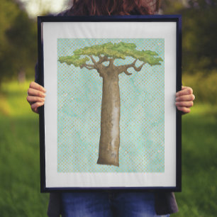 Watercolor Baobab Tree Poster
